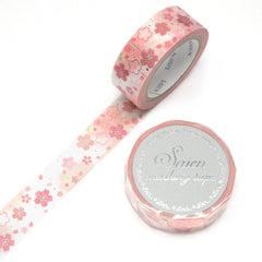 Cute Kawaii Saien Washi / Masking Deco Tape - Cherry Blossom Pastel Soft Pink Flower Bloom Sakura Petal Spring Garden - for Journal Planner Craft Diary Planner Scrapbook Notebook Art Stationery Gift