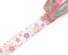 Cute Kawaii Saien Washi / Masking Deco Tape - Cherry Blossom Pastel Soft Pink Flower Bloom Sakura Petal Spring Garden - for Journal Planner Craft Diary Planner Scrapbook Notebook Art Stationery Gift