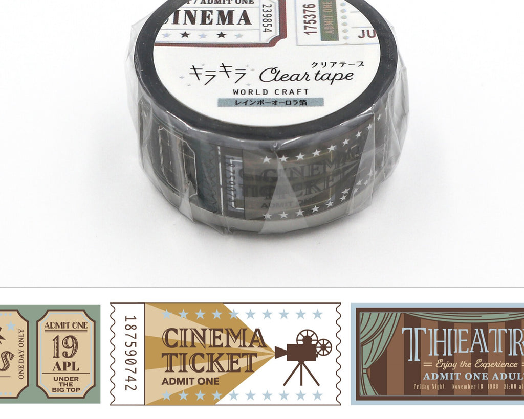 Cute Kawaii World Craft Washi / Masking Deco Tape - Cinema Movie Theater Ticket Classic Date Night Fun Friday Weekend- for Diary Journal Notebook Planner Craft Schedule Scrapbook