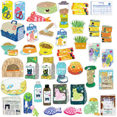 Cute Kawaii Box of Stickers Flake Sack - Cat Supplies - for Journal Planner Craft Scrapbook Collectible