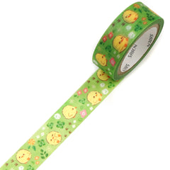 Cute Kawaii Saien Washi / Masking Deco Tape - Chicks Wildflower Field Spring Green Garden Animal - for Scrapbooking Journal Planner Craft Diary Planner Gift