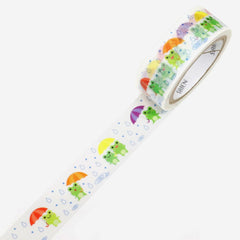 Cute Kawaii Saien Washi / Masking Deco Tape - Frog Rainy Day Umbrella - for Scrapbooking Journal Planner Craft Diary Planner Gift