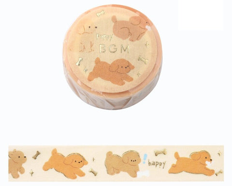 Cute Kawaii BGM Washi / Masking Deco Tape - Dog Playful Run Jump Puppy Puppies Pet Friend - for for Journal Agenda Planner Diary Craft Scrapbook Gift