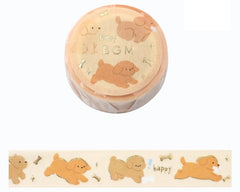 Cute Kawaii BGM Washi / Masking Deco Tape - Dog Playful Run Jump Puppy Puppies Pet Friend - for for Journal Agenda Planner Diary Craft Scrapbook Gift