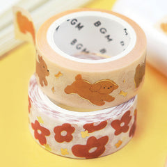 Cute Kawaii BGM Washi / Masking Deco Tape - Dog Playful Run Jump Puppy Puppies Pet Friend - for for Journal Agenda Planner Diary Craft Scrapbook Gift