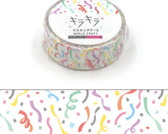 Cute Kawaii World Craft Gold Accents Washi / Masking Deco Tape - Colorful Confetti Party Rainbow Art - for Diary Journal Notebook Planner Craft Schedule Scrapbook