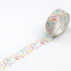 Cute Kawaii World Craft Gold Accents Washi / Masking Deco Tape - Colorful Confetti Party Rainbow Art - for Diary Journal Notebook Planner Craft Schedule Scrapbook