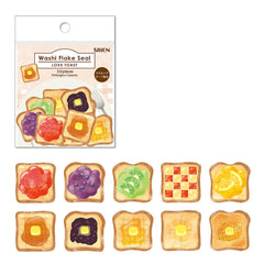 Cute Kawaii Saien I Love Toast Breakfast Bread Healthy Butter Fresh Vegetable Fruit Food Hungry Stickers Flake Sack - A - for Journal Planner Craft Scrapbook Collectible Gift