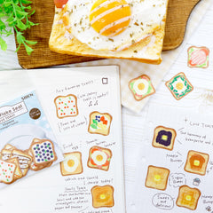 Cute Kawaii Saien I Love Toast Breakfast Bread Healthy Butter Fresh Vegetable Fruit Food Hungry Stickers Flake Sack - B - for Journal Planner Craft Scrapbook Collectible Gift