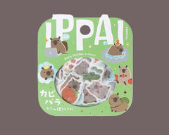 Cute Kawaii BGM ＼(=^‥^)/’` Flake Stickers Sack - Capy Crocs Fruity Strawberry Apple Tulip - for Journal Agenda Planner Diary Scrapbooking Craft Gift