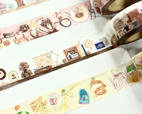 Cute Kawaii Papier Platz Nakauchiwaka Washi / Masking Deco Tape - Cozy Home Series - Dog Puppy Poodle - for Journal Planner Diary Scrapbook Craft Gift