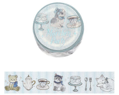 Cute Kawaii BGM Marchen Fairy Tale Party Series Washi / Masking Deco Tape - Classic Regal Blue Bear Cat Rabbit Bunny Easter - for Scrapbooking Journal Planner Craft Gift Wedding Diary Gift
