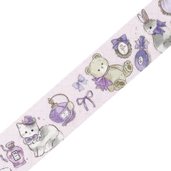 Cute Kawaii BGM Marchen Fairy Tale Party Series Washi / Masking Deco Tape - Classic Regal Purple Cat - for Scrapbooking Journal Planner Craft Gift Wedding Diary Gift