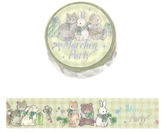 Cute Kawaii BGM Marchen Fairy Tale Party Series Washi / Masking Deco Tape - Classic Regal Green Bear Cat Rabbit - for Scrapbooking Journal Planner Craft Gift Wedding Diary Gift