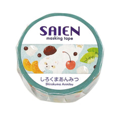 Cute Kawaii Saien Washi / Masking Deco Tape - Fruit White Bear Cherry Orange Kiwi Healthy Food - for Diary Journal Planner Craft Calendar Notebook Scrapbook Stationery Gift