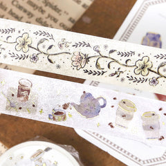 Cute Kawaii BGM Washi / Masking Deco Tape - Cozy Drink Coffee Cafe Cappuccino Mocha Latte Morning Relax Time - for Journal Agenda Planner Diary Craft Scrapbook Stationery Gift