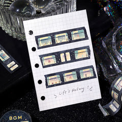 Cute Kawaii BGM Washi / Masking Deco Tape - Light Starry View from Train Window Dream - for Journal Agenda Planner Diary Craft Scrapbook Stationery Gift