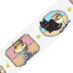 Cute Kawaii BGM Washi / Masking Deco Tape - Hungry Cat Kitty Food Gold Accent Pet Tabby Series B - for Journal Planner Craft Diary Schedule Notebook Gift