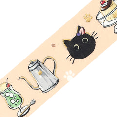 Cute Kawaii BGM Washi / Masking Deco Tape - Hungry Cat Kitty Food Gold Accent Pet Tabby Series D - for Journal Planner Craft Diary Schedule Notebook Scrapbook Stationery Gift
