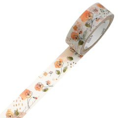 Cute Kawaii Saien Washi / Masking Deco Tape - Pansy Apricot Flower Bloom Peachy Beautiful Nature Wedding Autumn Spring - for Diary Journal Planner Craft Calendar Notebook Scrapbook Stationery Gift