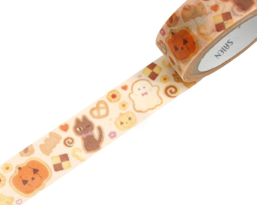 Cute Kawaii Saien Washi / Masking Deco Tape - Halloween Cookies Pumpkin Snack Sweet Ghost Autumn Fall Color Bat - for Diary Journal Planner Craft Calendar Notebook Scrapbook Stationery Gift