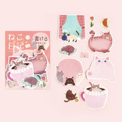 Cute Kawaii BGM Flake Stickers Sack - Write On Label Series - Favorite Cat Tabby Kitty Feline Pet Pink - for Journal Agenda Planner Scrapbooking Craft Diary Gift (Copy)
