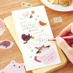 Cute Kawaii BGM Flake Stickers Sack - Write On Label Series - Favorite Cat Tabby Kitty Feline Pet Pink - for Journal Agenda Planner Scrapbooking Craft Diary Gift (Copy)
