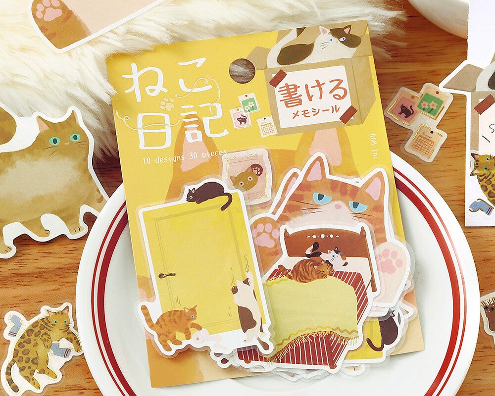 Cute Kawaii BGM Flake Stickers Sack - Write On Label Series - Favorite Cat Tabby Kitty Feline Pet Ginger - for Journal Agenda Planner Scrapbooking Craft Diary Gift (Copy) (Copy)