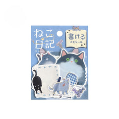 Cute Kawaii BGM Flake Stickers Sack - Write On Label Series - Favorite Cat Tabby Kitty Feline Pet Blue - for Journal Agenda Planner Scrapbooking Craft Diary Gift