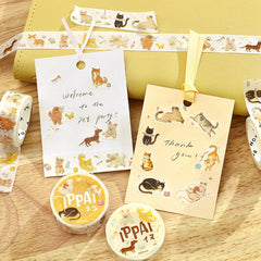 Cute Kawaii BGM Washi Deco Tape - Foil Stamping / Accents - Dog Playful Happy Puppy Pet - for Diary Journal Planner Craft Stationery Agenda Schedule Gift