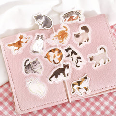 Cute Kawaii BGM Flake Stickers Sack - Cat Feline Kitty Kitten Pet Animal - for Diary Journal Agenda Planner Scrapbook Decor Craft