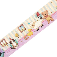 Cute Kawaii BGM Washi Deco Tape - Pieni Stitch Collection Series C -  Bear Fox Dog Cat Rabbit Sheep Animal Cozy Cottage Vintage Nursery Gold Accent - for Journal Planner Craft Diary Schedule Notebook Gift