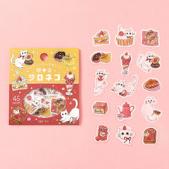 Cute Kawaii BGM Flake Stickers Sack - Cat Cafe Series - D Red - Strawberry Cake Jam Parfait - for Journal Agenda Planner Scrapbooking Craft Diary Gift