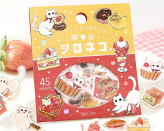 Cute Kawaii BGM Flake Stickers Sack - Cat Cafe Series - D Red - Strawberry Cake Jam Parfait - for Journal Agenda Planner Scrapbooking Craft Diary Gift