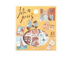 Cute Kawaii BGM Flake Stickers Sack - Europe Travel Moment Sightseeing Hobby Time Cozy Cafe - for Journal Agenda Planner Scrapbook Craft Diary Gift