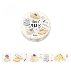 Cute Kawaii BGM Washi / Masking Deco Tape - Foil Stamping / Accents - Flavor of Milk Morning Bagel Coffee Breakfast Fruit Bakery Food  - for Diary Journal Planner Craft Stationery Agenda Schedule Gift