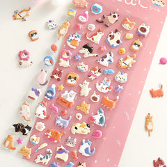 Cute Kawaii BGM Puffy Foam Sticker Sheet - Cat Tabby Pet Friend Kitty Kitten for Diary Journal Planner Craft Organizer Schedule Stationery Scrapbook