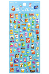 Cute Kawaii BGM Puffy Foam Sticker Sheet - Snack Food Chips Nuts Gum Candy Biscuit Cookies for Diary Journal Planner Craft Organizer Schedule Stationery Scrapbook