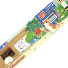 Cute Kawaii BGM Washi Deco Tape - Cat's Journey Series C - Neighborhood Afternoon in a Back Alley - for Journal Planner Craft Diary Schedule Notebook Gift