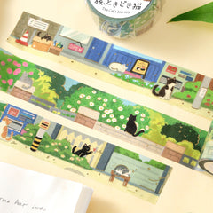 Cute Kawaii BGM Washi Deco Tape - Cat's Journey Series C - Neighborhood Afternoon in a Back Alley - for Journal Planner Craft Diary Schedule Notebook Gift