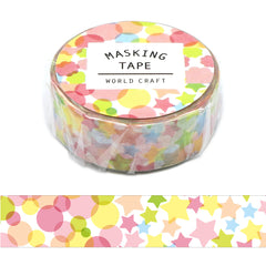 Cute Kawaii World Craft Washi / Masking Deco Tape - Colorful Dots Stars Shapes Rainbow Pastel Cheerful - for Diary Journal Notebook Planner Craft Schedule Scrapbook