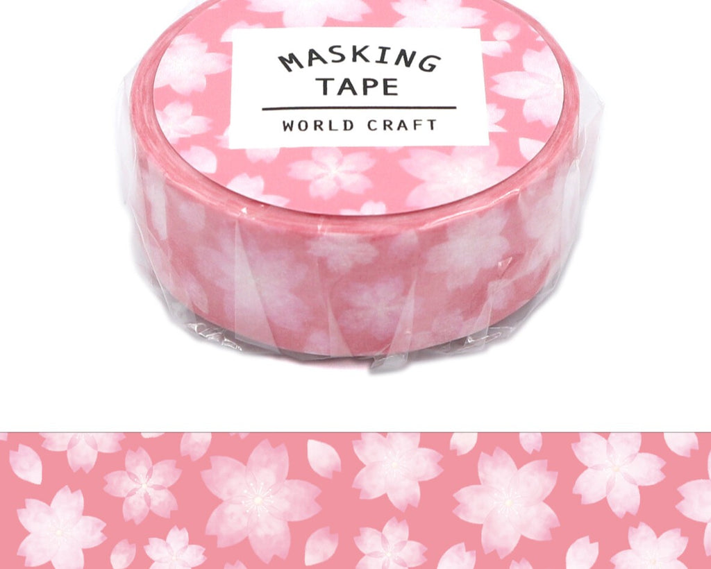 Cute Kawaii World Craft Washi / Masking Deco Tape - Cherry Blossom Flower Beautiful Spring Sakura Bloom Garden Wedding Pink - for Diary Journal Notebook Planner Craft Schedule Scrapbook