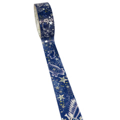 Cute Kawaii Shinzi Katoh Silver Accents Washi / Masking Deco Tape - Starry Night Bear Horoscope - for Diary Journal Planner Craft Schedule Art Notebook Scrapbook Gift