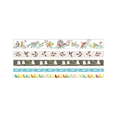 Cute Kawaii Shinzi Katoh Washi / Masking Deco Tape Set -  Bird Nature Spring Flower - for Scrapbooking Journal Planner Organizer Schedule Craft