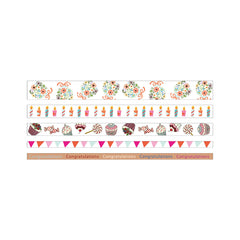 Cute Kawaii Shinzi Katoh Washi / Masking Deco Tape Set -  Party Celebration Cake Congratulation - for Scrapbooking Journal Planner Organizer Schedule Craft