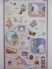 Cute Kawaii Mind Wave Ghost and Black Cat Halloween Portrait Party Friend Dressed Up Costume Sticker Sheet - for Journal Planner Craft Organizer Calendar Schedule Scrapbook Diary Gift