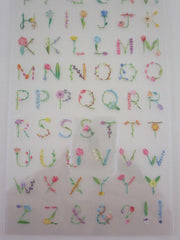 Cute Kawaii Mind Wave Alphabet Flowers Green Nature Sticker Sheet - for Journal Planner Craft Diary Scrapbook Schedule Gift