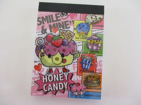 Vintage Rare Collectible - Cute Kawaii Crux Honey Candy Food Friends („• ֊ •„) Muffin Ice Cream HamburgerMini Notepad / Memo Pad - Stationery Penpal Journal Diary Design Writing Gift