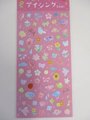 Cute Kawaii BGM Texture Sticker Sheet Pink - Spring Flower Bird Beautiful Garden Tulip Bloom Petal - for Journal Planner Craft Agenda Organizer Diary Scrapbook Stationery Gift