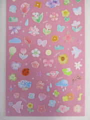 Cute Kawaii BGM Texture Sticker Sheet Pink - Spring Flower Bird Beautiful Garden Tulip Bloom Petal - for Journal Planner Craft Agenda Organizer Diary Scrapbook Stationery Gift